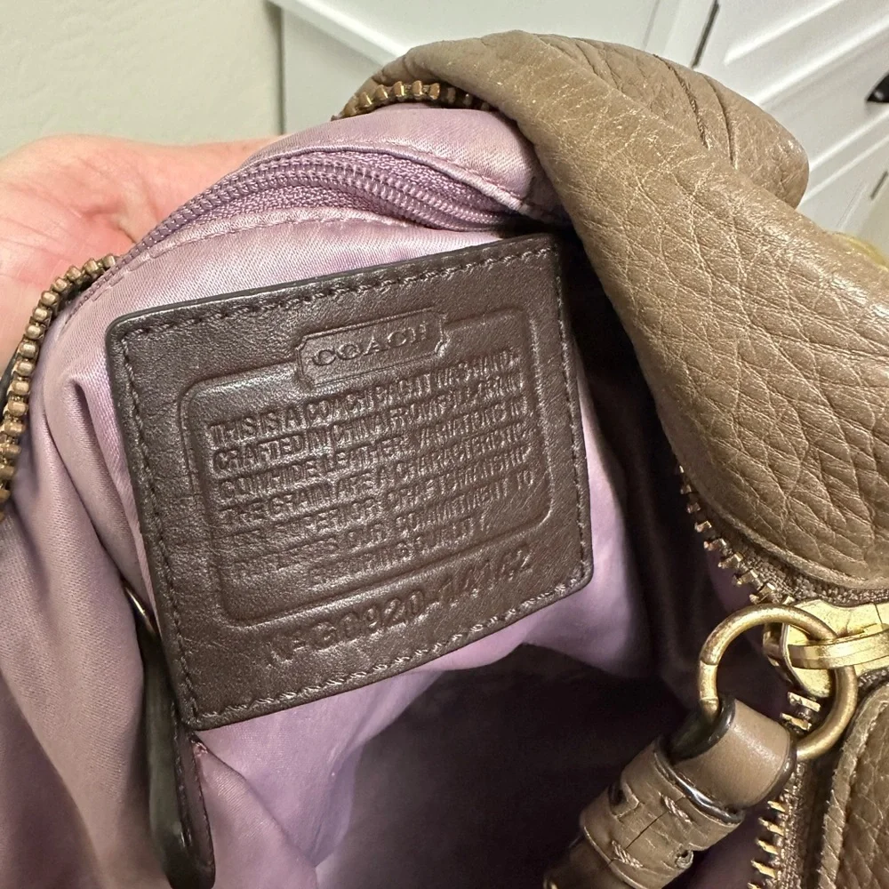 Coach Brooke Taupe Leather Shoulder Bag with Gold Accents - Picture 7 of 11